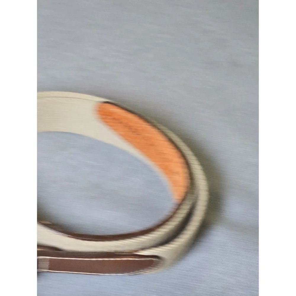 Vtg Lands End Men 32 Woven Cotton Web Leather Belt Brass Buckle Ivy Preppy USA